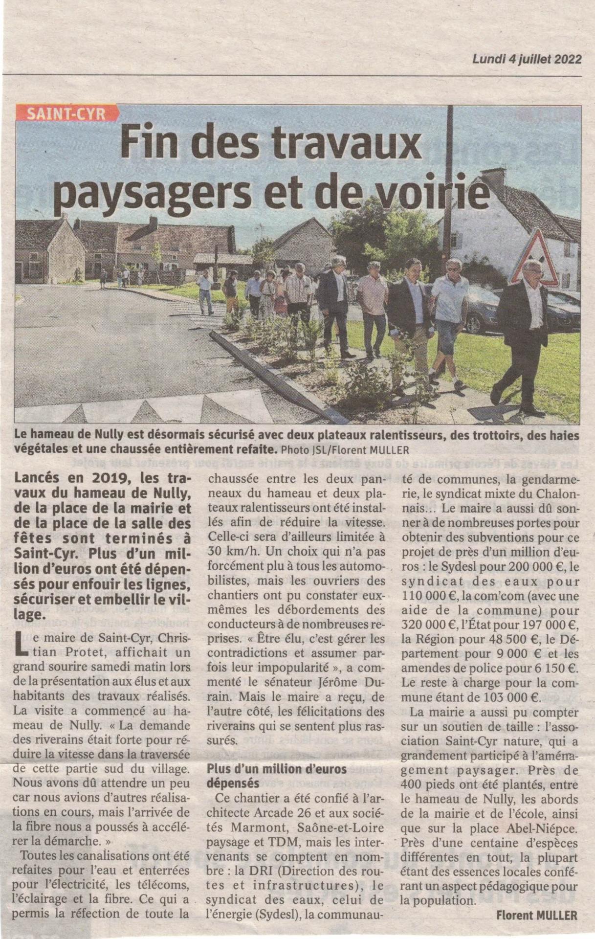 Inauguration des travaux paysagers et de voirie